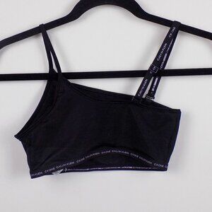Calvin Klein Asymmetrical Bralette Bra Size S Glisten Black New